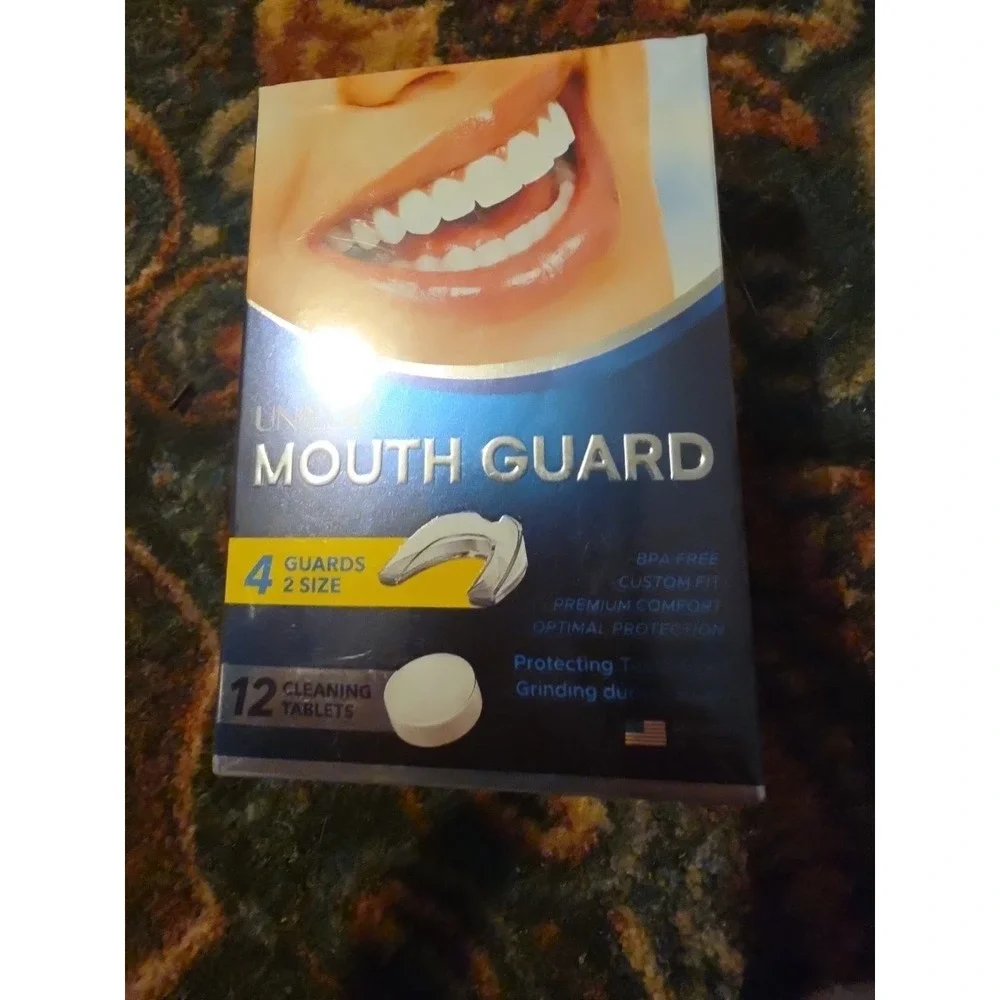 Uniedi Mouth Guard -For Clenching Teeth - 4 guards-2 sizes - 12 cleaning tablets